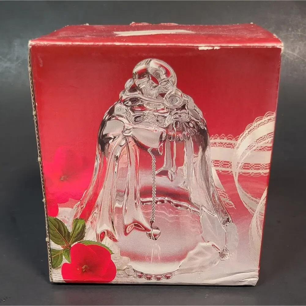 Vintage Mikasa Crystal Fiesta Holiday Bell Christmas Ornament Clear 4.5